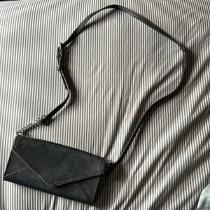 Rebecca Minkoff Black Envelope Clutch with Removable Strap and Chain Detail